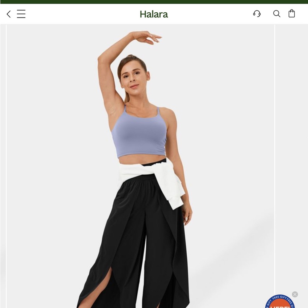 Halara Breezeful™ HW Palazzo Flowy Split Wide Leg Casual Pants Black L Nwt - Picture 2 of 11